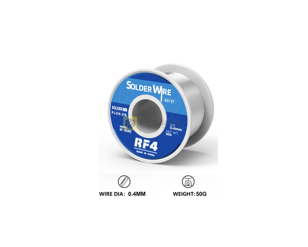 Припой в катушке - Rf4 "RF054D"  0,4mm, Sn63Pb37, 50g