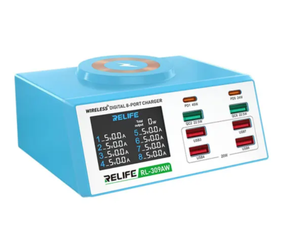 Блок зарядки - Relife "RL - 309AW" 100w (usb, type-c, беспроводная зарядка)