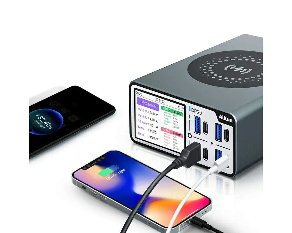 Блок зарядки AiXun DP20 (8 портов + беспроводная зарядка)