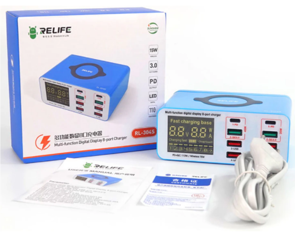 Блок зарядки - Relife "RL - 304S" (usb, type-c, беспроводная зарядка)